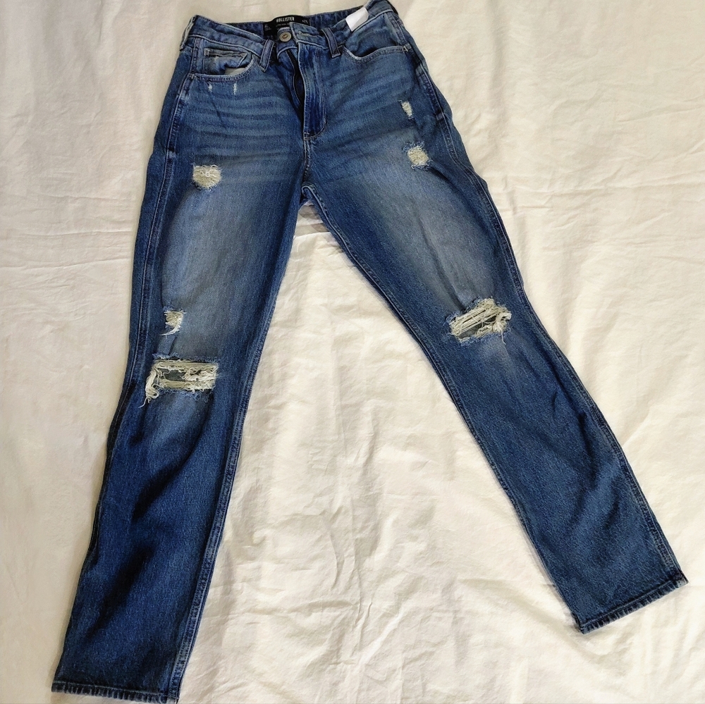 Hollister Light Blue High-Rise Jeans Size 27/4 With Iron Ons